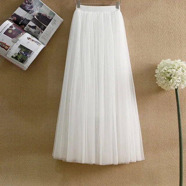 Long Pleated Tutu Skirt