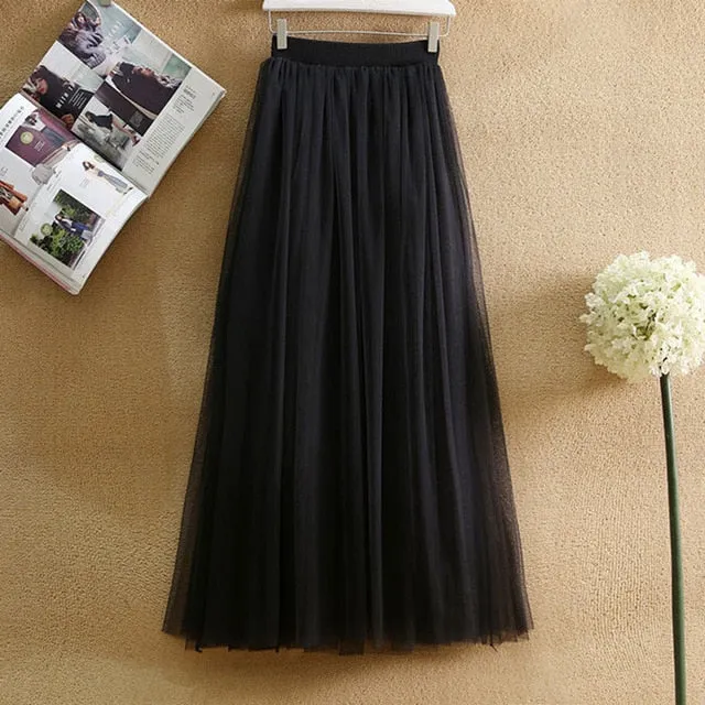 Long Pleated Tutu Skirt