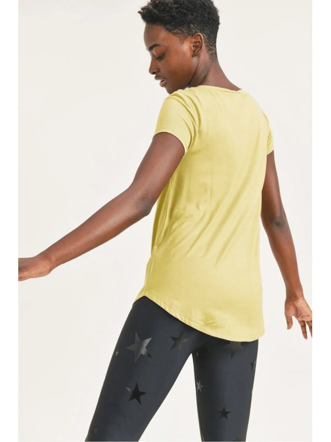 Longline Deep V-Neck T-Shirt w/Pocket
