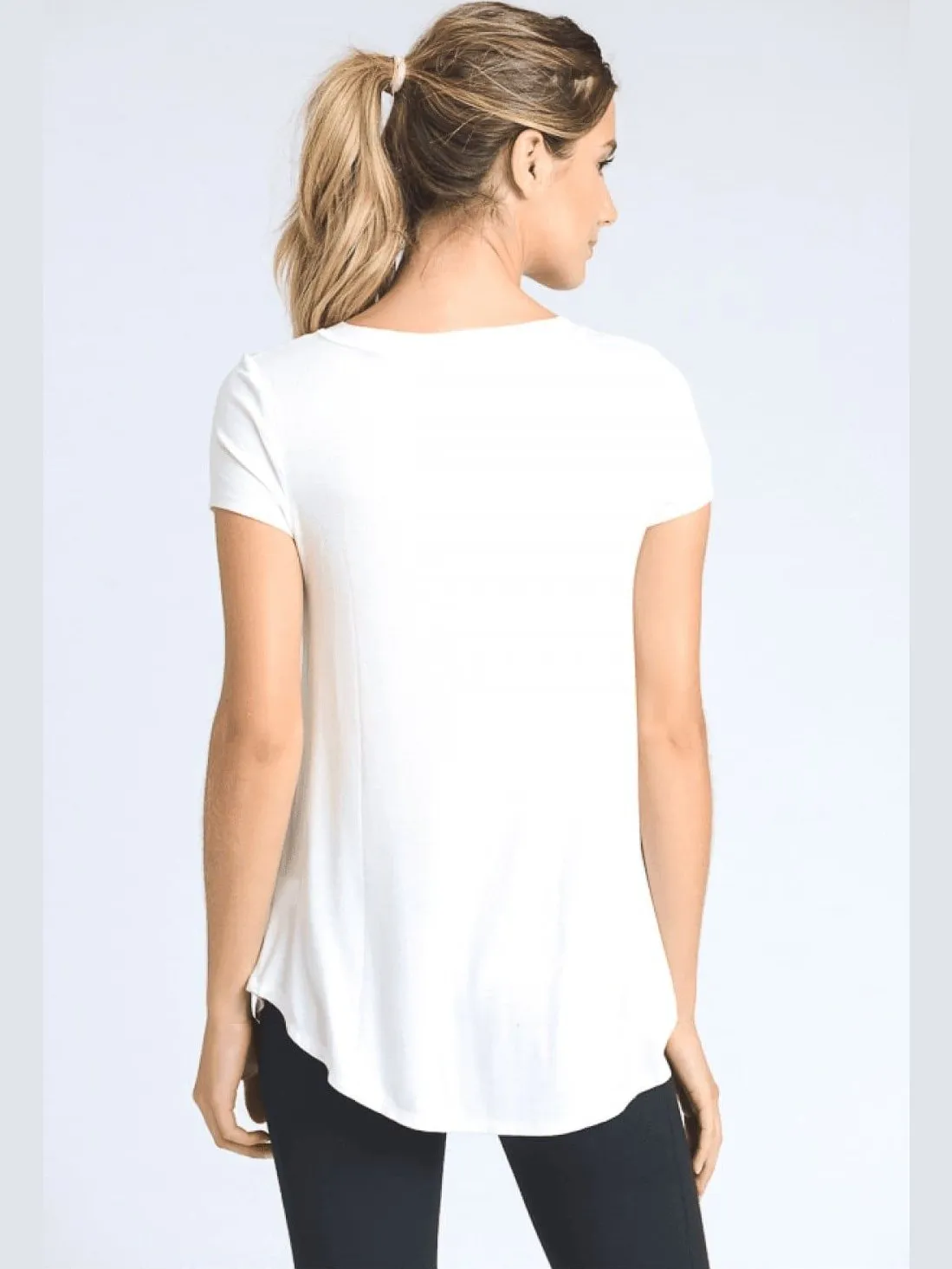 Longline Deep V-Neck T-Shirt w/Pocket