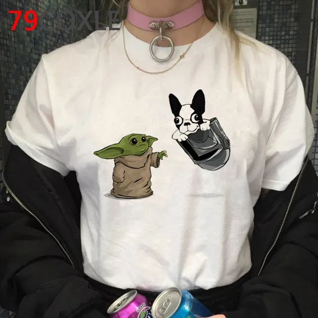 Lovely Baby Yoda T Shirt Men Star Wars Mandalorian T-Shirt Funny Cartoon The Child Yoda Cute Tshirt Hip Hop Top Tees Male