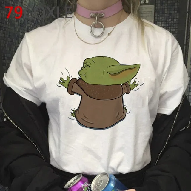 Lovely Baby Yoda T Shirt Men Star Wars Mandalorian T-Shirt Funny Cartoon The Child Yoda Cute Tshirt Hip Hop Top Tees Male