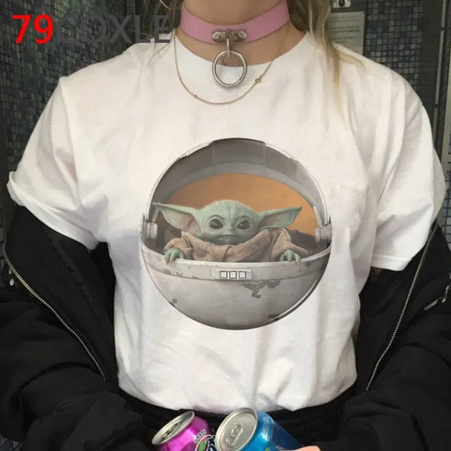 Lovely Baby Yoda T Shirt Men Star Wars Mandalorian T-Shirt Funny Cartoon The Child Yoda Cute Tshirt Hip Hop Top Tees Male