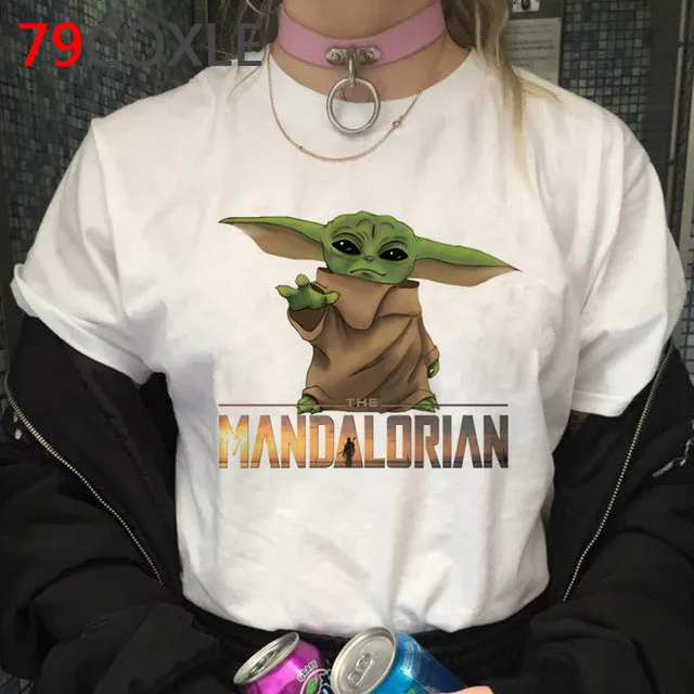 Lovely Baby Yoda T Shirt Men Star Wars Mandalorian T-Shirt Funny Cartoon The Child Yoda Cute Tshirt Hip Hop Top Tees Male