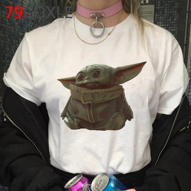 Lovely Baby Yoda T Shirt Men Star Wars Mandalorian T-Shirt Funny Cartoon The Child Yoda Cute Tshirt Hip Hop Top Tees Male