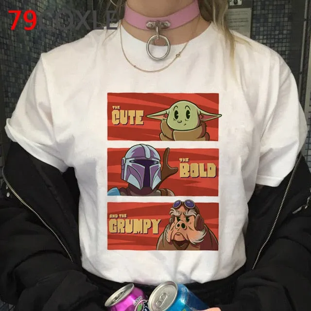 Lovely Baby Yoda T Shirt Men Star Wars Mandalorian T-Shirt Funny Cartoon The Child Yoda Cute Tshirt Hip Hop Top Tees Male
