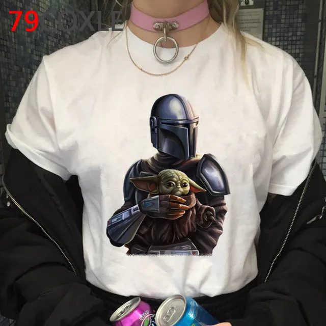 Lovely Baby Yoda T Shirt Men Star Wars Mandalorian T-Shirt Funny Cartoon The Child Yoda Cute Tshirt Hip Hop Top Tees Male