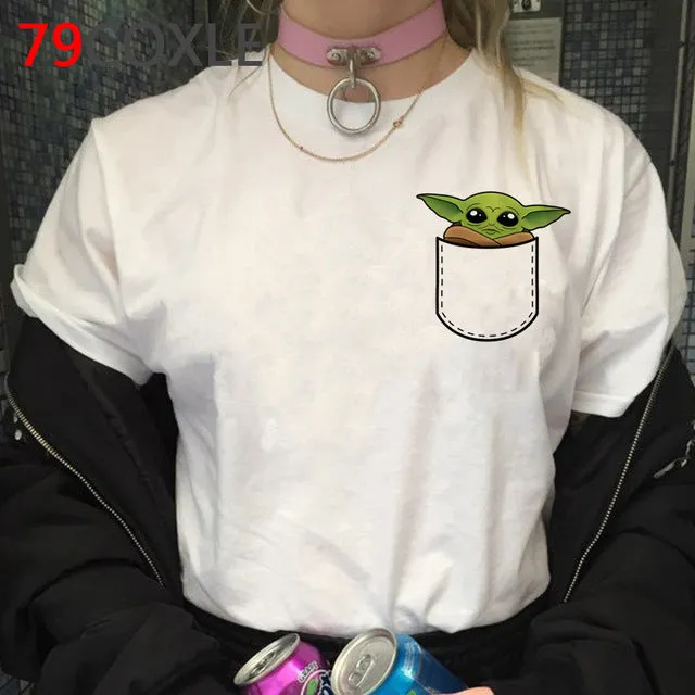 Lovely Baby Yoda T Shirt Men Star Wars Mandalorian T-Shirt Funny Cartoon The Child Yoda Cute Tshirt Hip Hop Top Tees Male