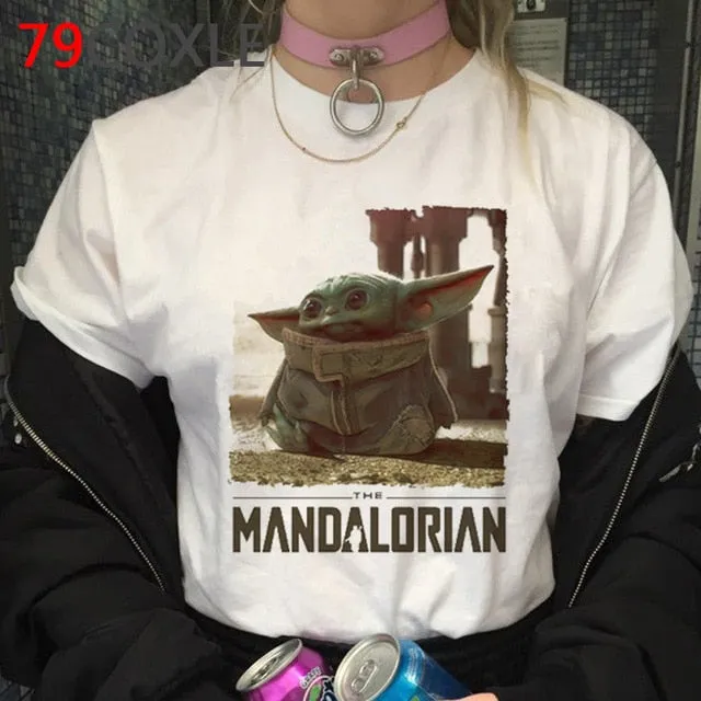 Lovely Baby Yoda T Shirt Men Star Wars Mandalorian T-Shirt Funny Cartoon The Child Yoda Cute Tshirt Hip Hop Top Tees Male