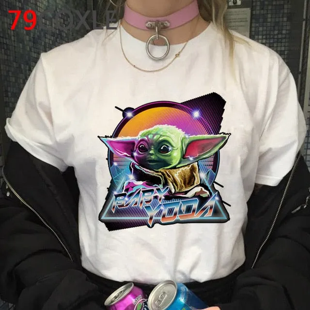 Lovely Baby Yoda T Shirt Men Star Wars Mandalorian T-Shirt Funny Cartoon The Child Yoda Cute Tshirt Hip Hop Top Tees Male