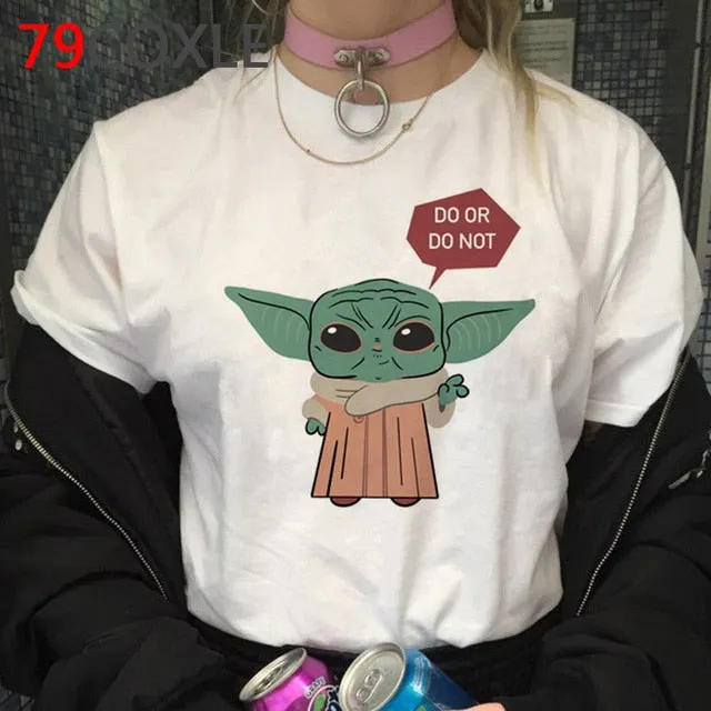 Lovely Baby Yoda T Shirt Men Star Wars Mandalorian T-Shirt Funny Cartoon The Child Yoda Cute Tshirt Hip Hop Top Tees Male