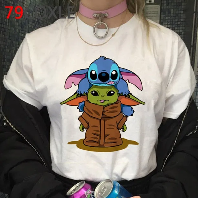 Lovely Baby Yoda T Shirt Men Star Wars Mandalorian T-Shirt Funny Cartoon The Child Yoda Cute Tshirt Hip Hop Top Tees Male