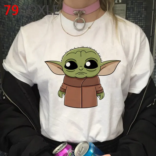 Lovely Baby Yoda T Shirt Men Star Wars Mandalorian T-Shirt Funny Cartoon The Child Yoda Cute Tshirt Hip Hop Top Tees Male