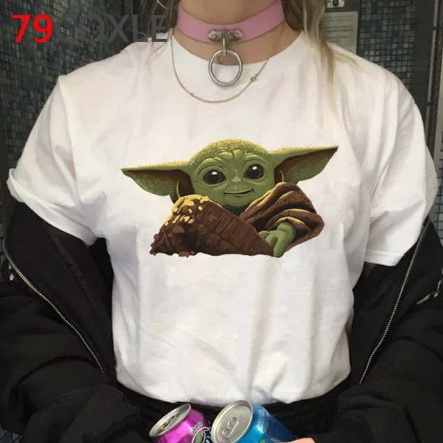 Lovely Baby Yoda T Shirt Men Star Wars Mandalorian T-Shirt Funny Cartoon The Child Yoda Cute Tshirt Hip Hop Top Tees Male
