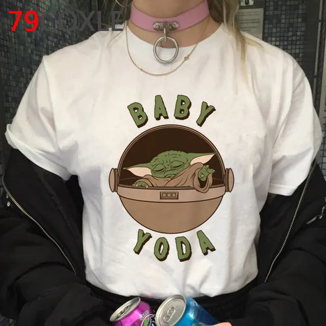 Lovely Baby Yoda T Shirt Men Star Wars Mandalorian T-Shirt Funny Cartoon The Child Yoda Cute Tshirt Hip Hop Top Tees Male