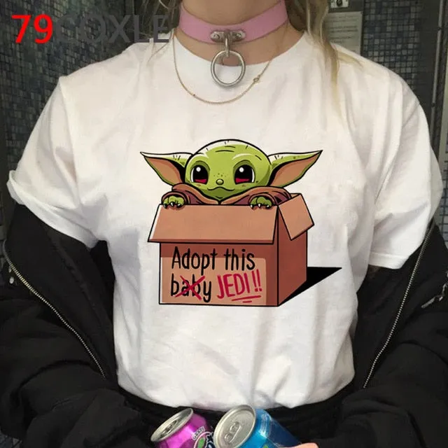 Lovely Baby Yoda T Shirt Men Star Wars Mandalorian T-Shirt Funny Cartoon The Child Yoda Cute Tshirt Hip Hop Top Tees Male