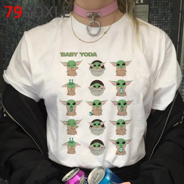 Lovely Baby Yoda T Shirt Men Star Wars Mandalorian T-Shirt Funny Cartoon The Child Yoda Cute Tshirt Hip Hop Top Tees Male