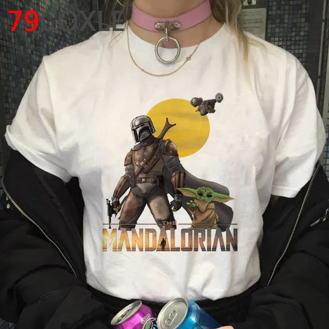 Lovely Baby Yoda T Shirt Men Star Wars Mandalorian T-Shirt Funny Cartoon The Child Yoda Cute Tshirt Hip Hop Top Tees Male