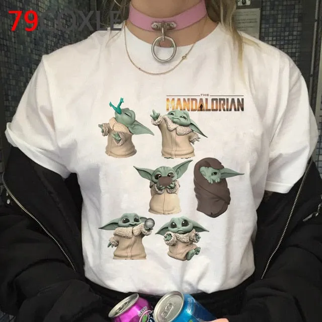 Lovely Baby Yoda T Shirt Men Star Wars Mandalorian T-Shirt Funny Cartoon The Child Yoda Cute Tshirt Hip Hop Top Tees Male