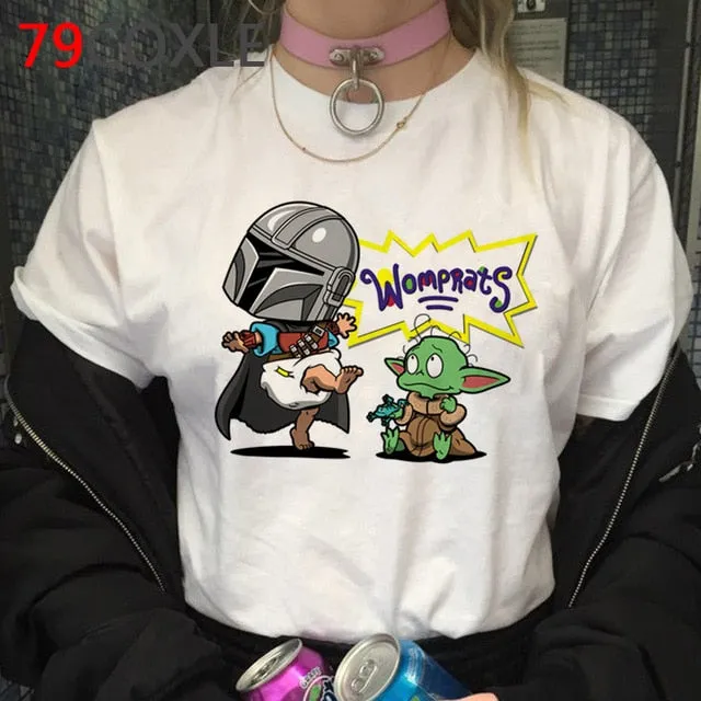 Lovely Baby Yoda T Shirt Men Star Wars Mandalorian T-Shirt Funny Cartoon The Child Yoda Cute Tshirt Hip Hop Top Tees Male