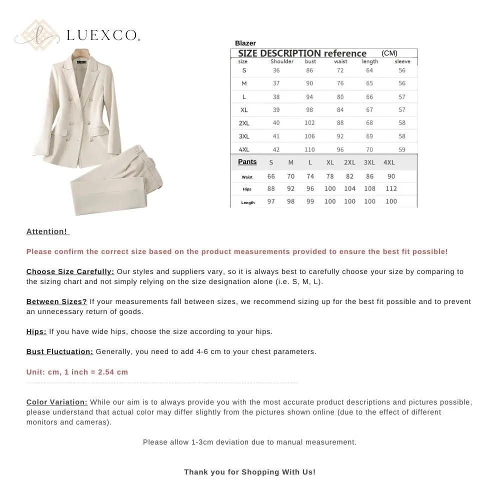 Luexco Women's Business Suit Blazer and Pants Set