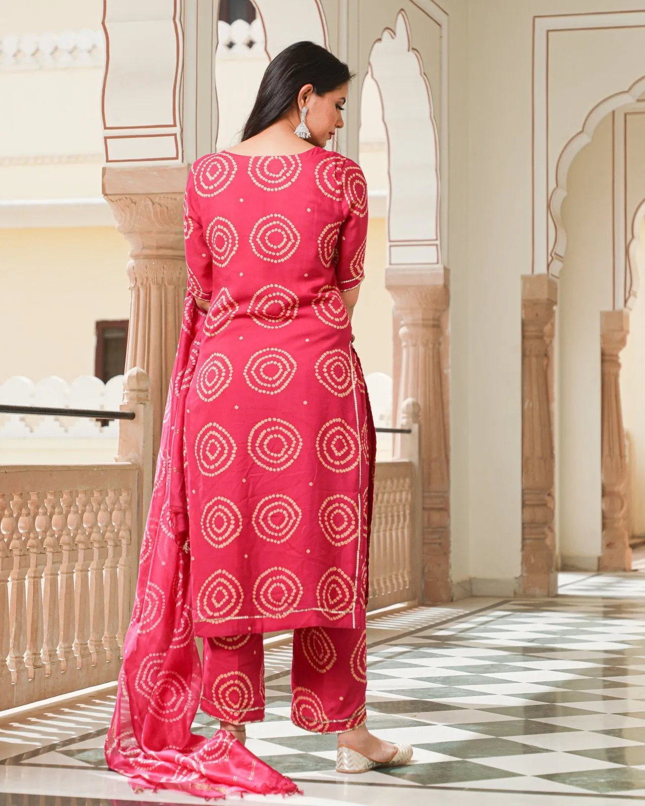 Magenta Modal Bandhani Suit Set