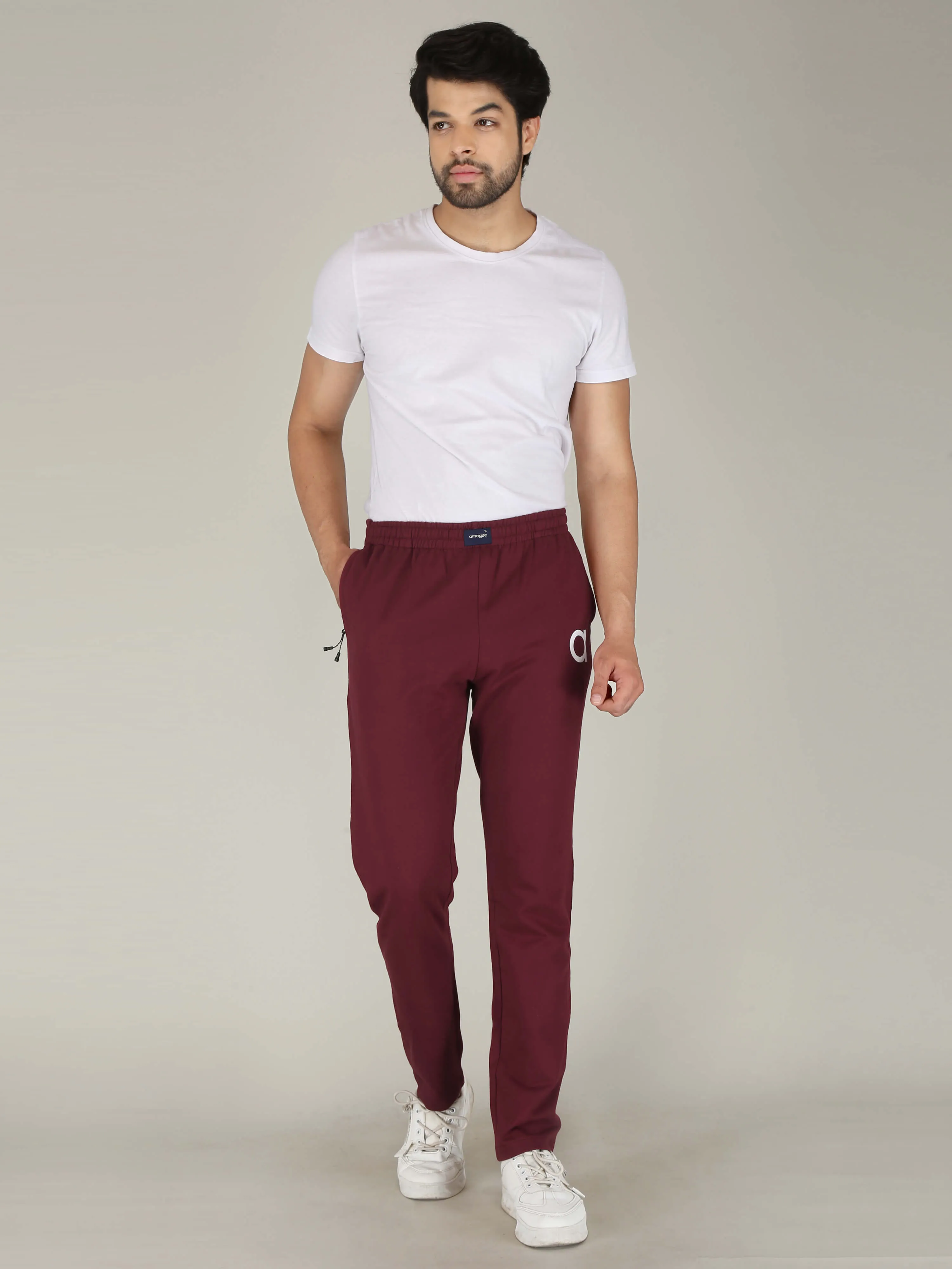 Maroon Pure Cotton Hosiery Pajamas for Men