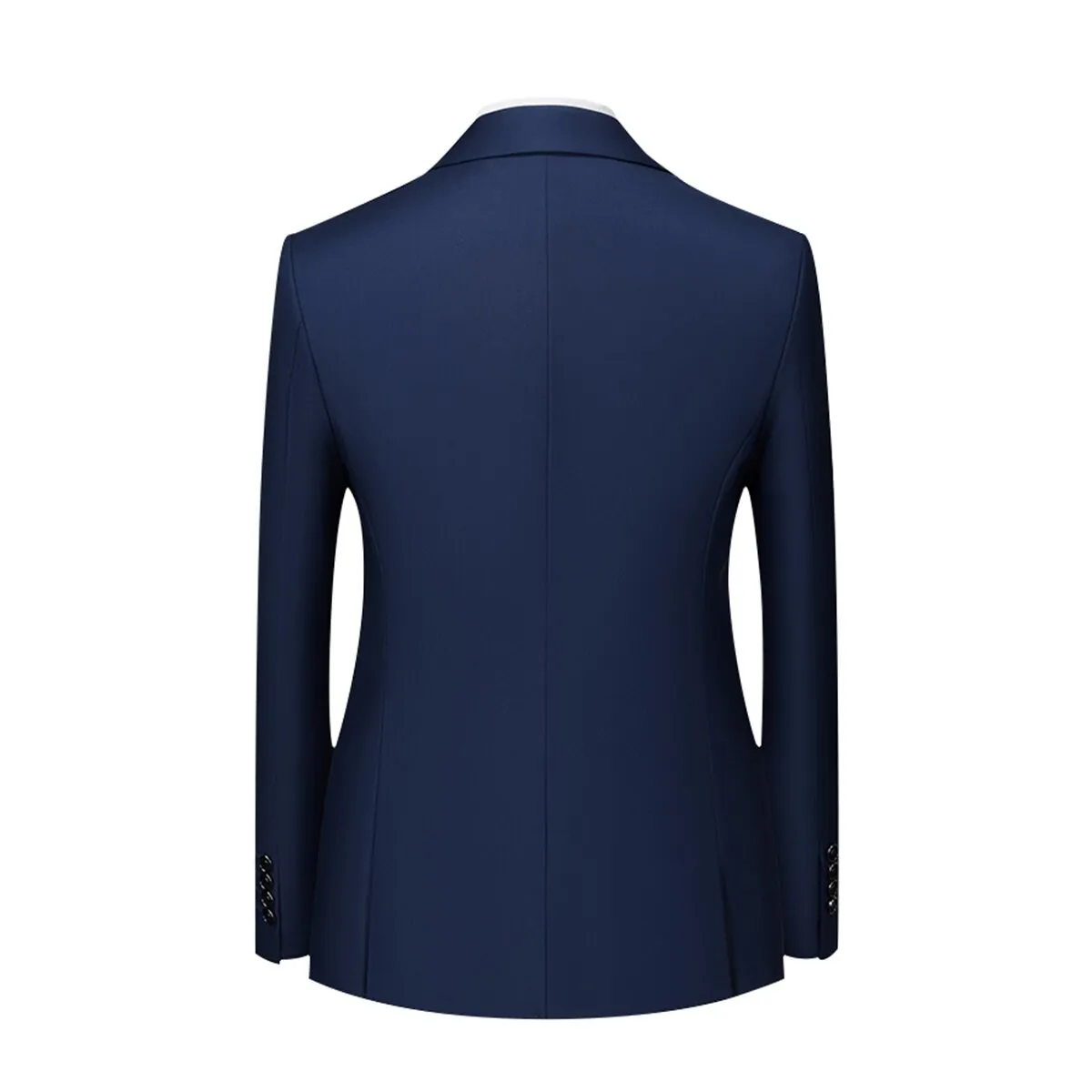 Men's Solid Color Double Breasted Business Suit Navy
