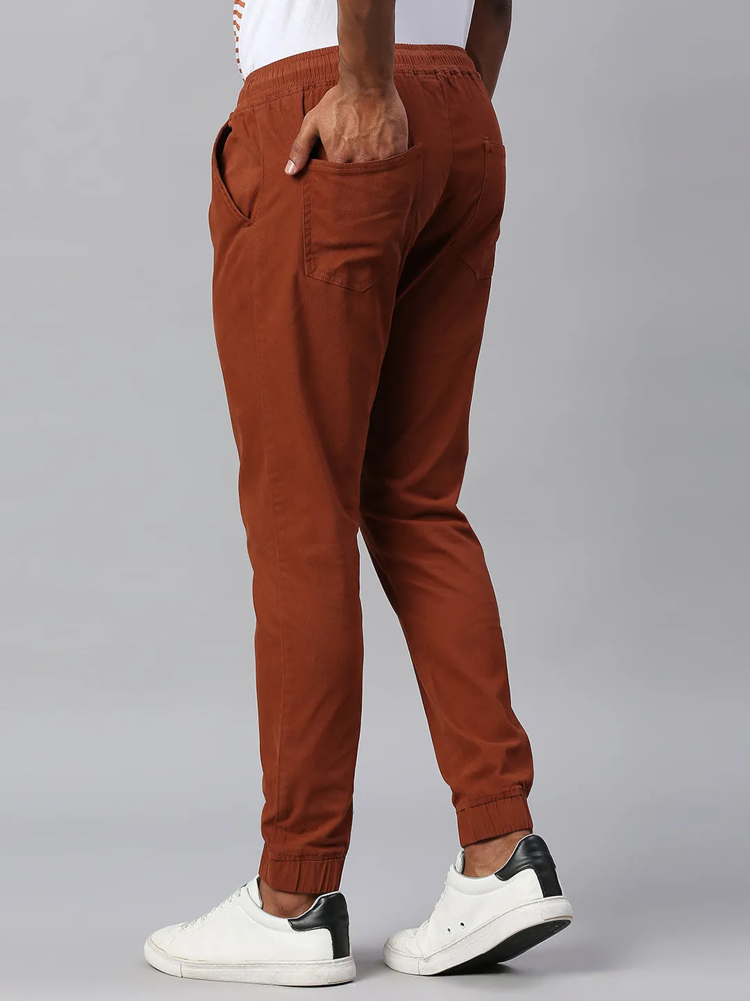 Men's Straight Fit Cotton Joggers (Rust)