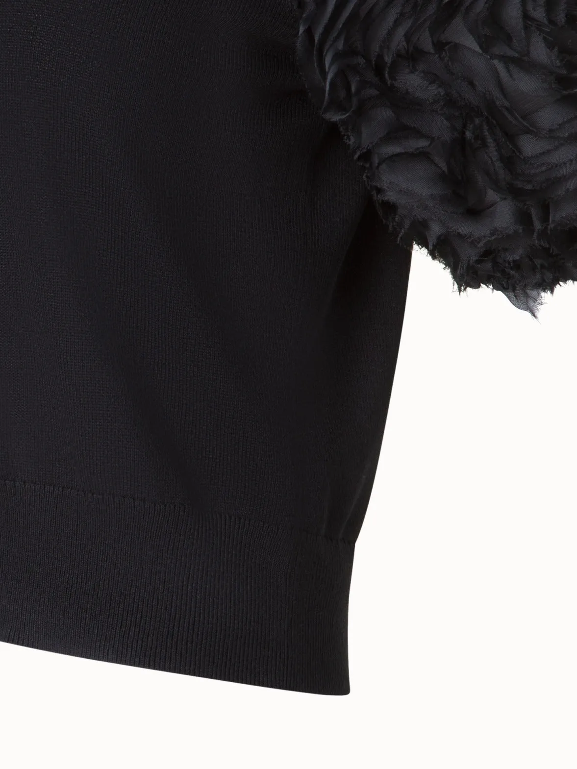 Merino Knit Shirt with 3D Carnation Embroidery