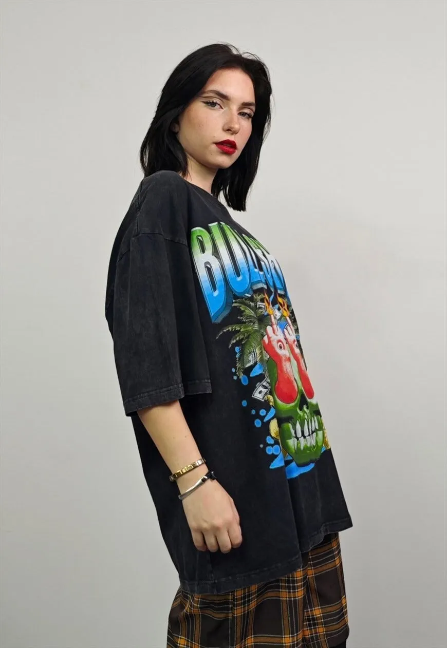 Middle finger t-shirt sign language tee retro top vintage
