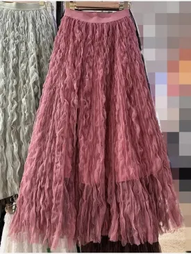 Midi Pleated Mesh Skirt