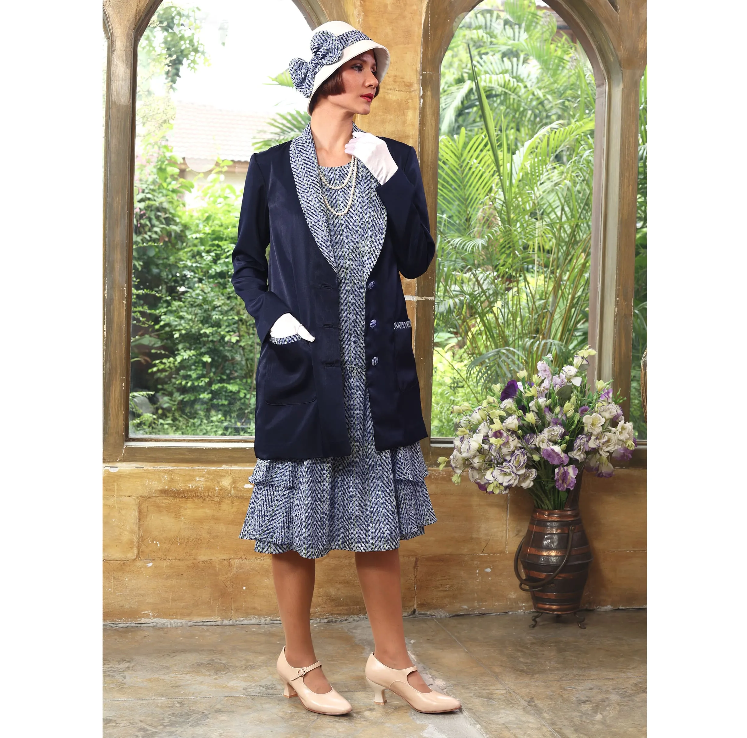Navy blue Gatsby jacket - or 2-piece ensemble with matching dress