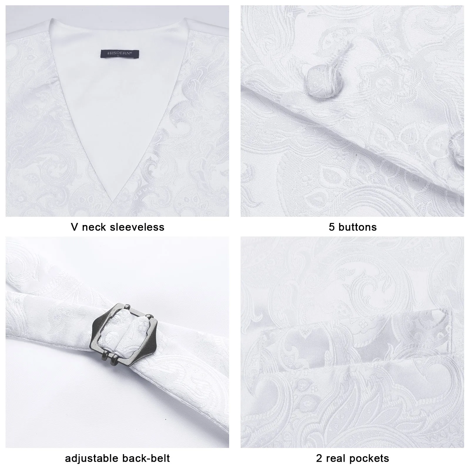 Paisley Floral 3pc Suit Vest Set - D-WHITE PAISLEY