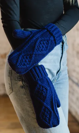 Panache Royal Blue Cable Mittens