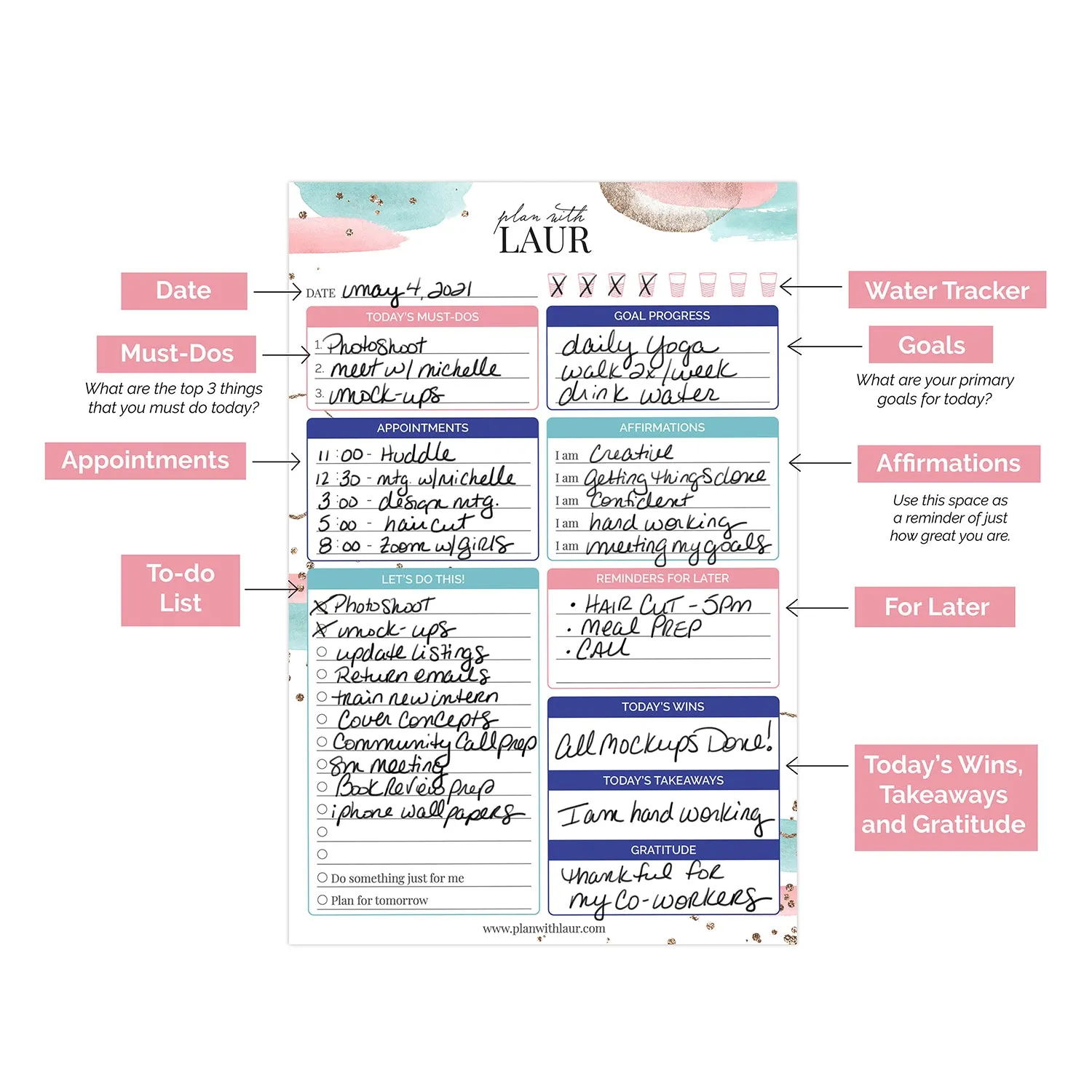 Planning Pad, 6" x 9", Double Sided Planning Pad, Plan with Laur