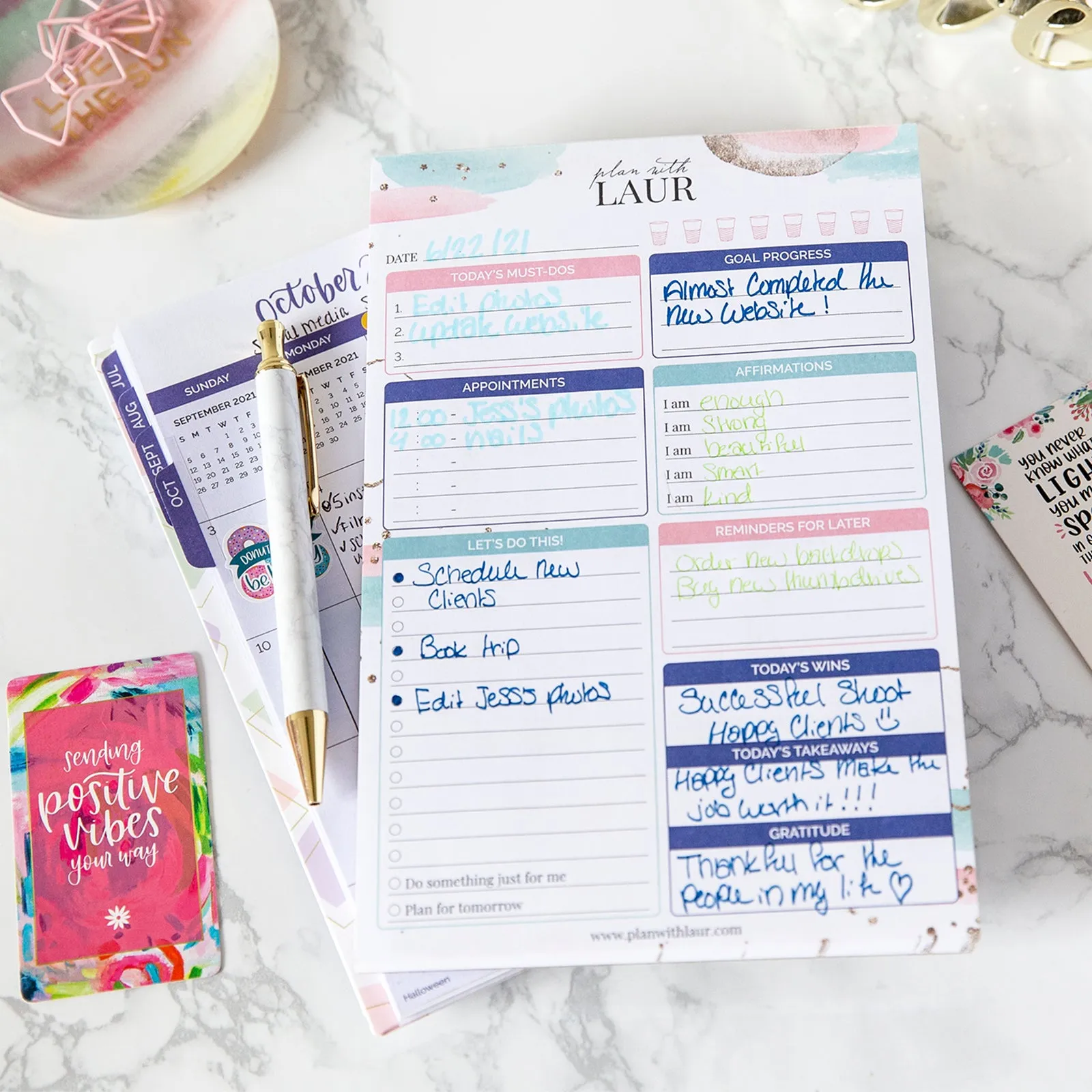 Planning Pad, 6" x 9", Double Sided Planning Pad, Plan with Laur