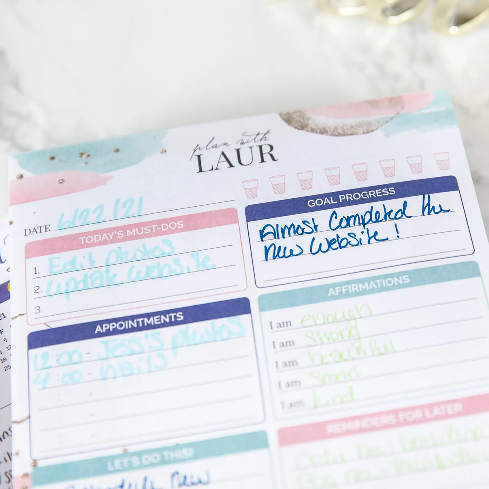 Planning Pad, 6" x 9", Double Sided Planning Pad, Plan with Laur