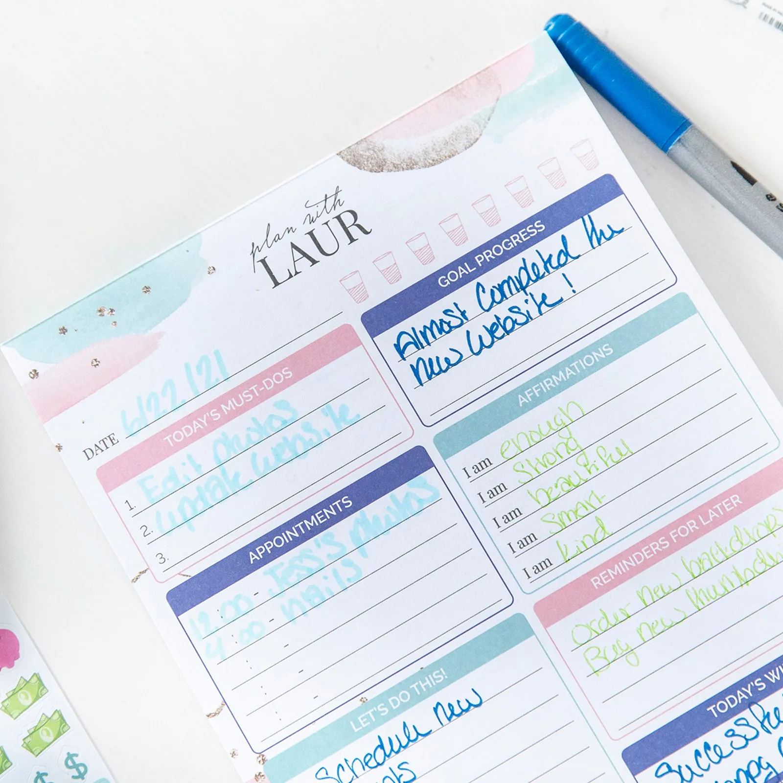 Planning Pad, 6" x 9", Double Sided Planning Pad, Plan with Laur