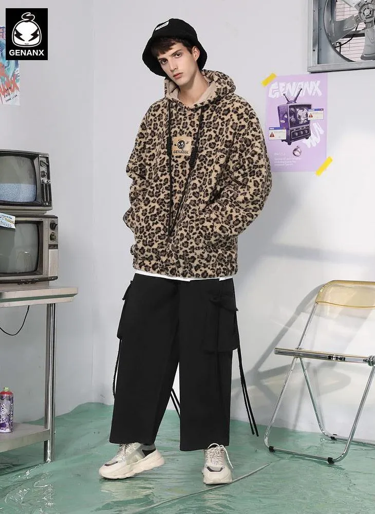 Pocket Decorative Stripes Letter Print Loose Casual Pants