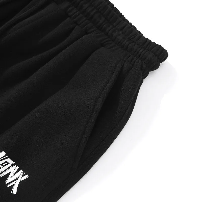 Pocket Decorative Stripes Letter Print Loose Casual Pants