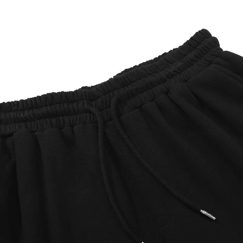 Pocket Decorative Stripes Letter Print Loose Casual Pants