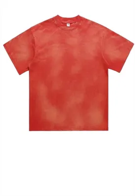 Premium vintage wash t-shirt retro tie-dye grunge top in red
