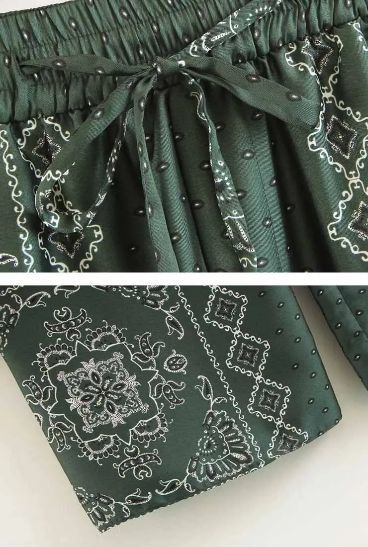 Printed Elastic Waist Wide Leg Pants