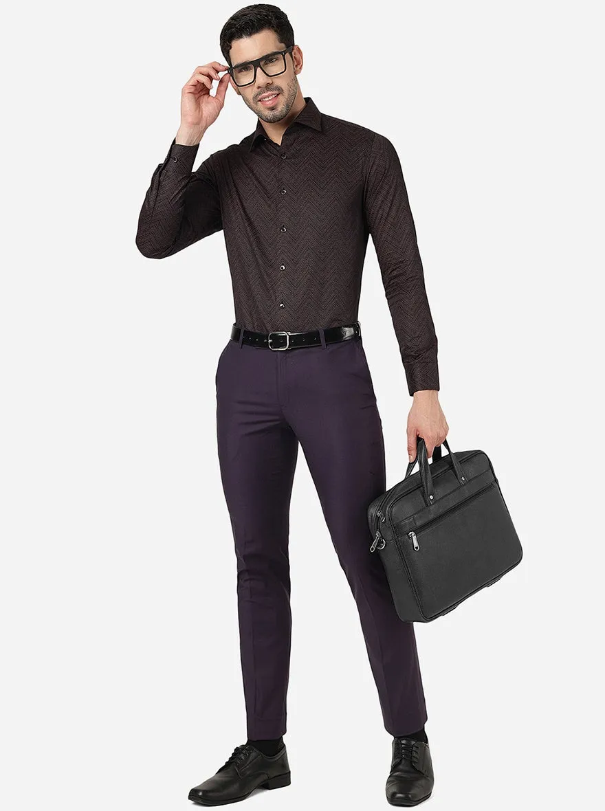 Purple Solid Slim Fit Formal Trouser | Metal