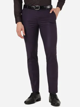 Purple Solid Slim Fit Formal Trouser | Metal