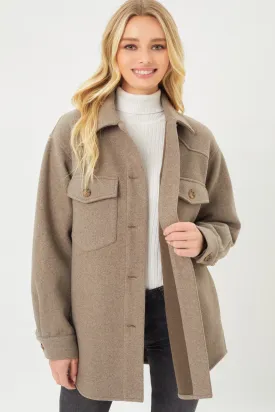 "Orchard Dreaming" Light Brown Fleece Oversized Shacket
