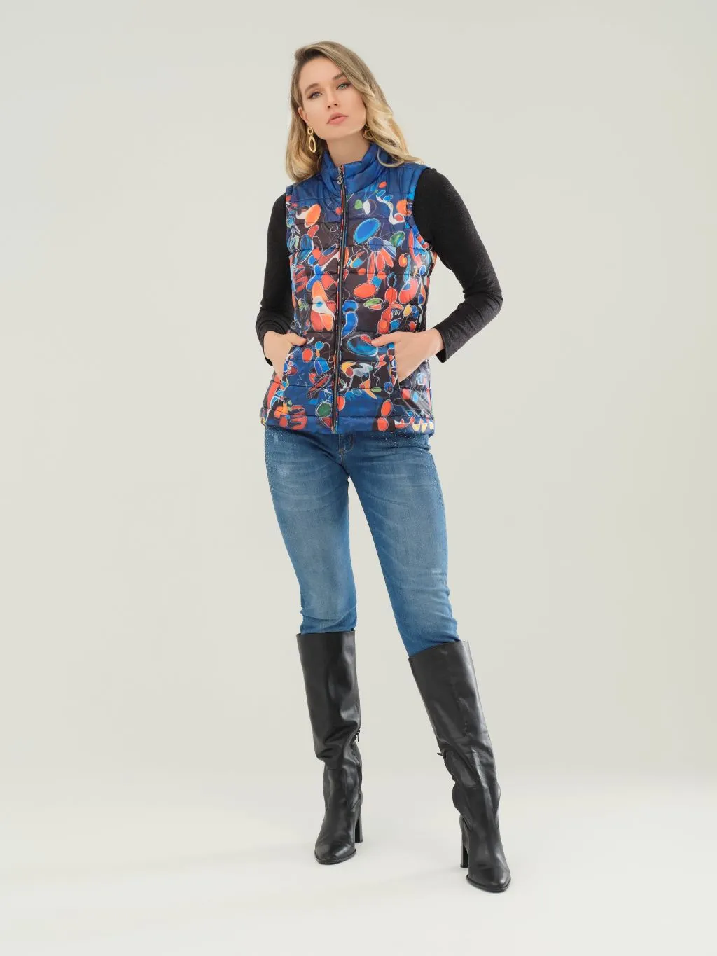 "Provencal Market" Art Print Puffer Vest by Dolcezza