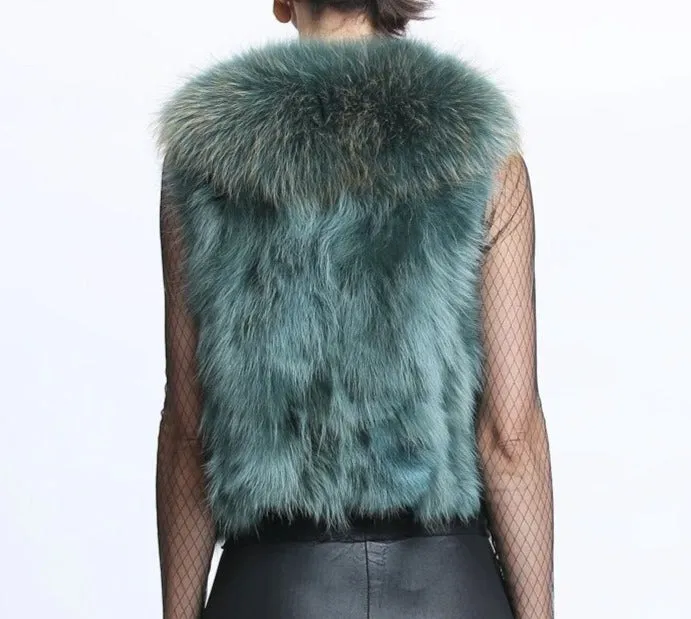 Real Fur Women's Sleeveless Short Jacket