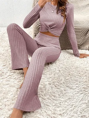 Ribbed Knit Pajama Set